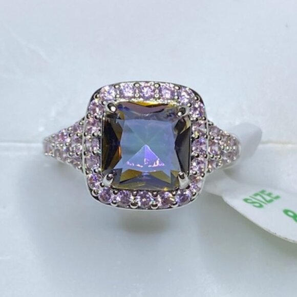 Yellow Rainbow Topaz Statement Ring RBP6657 Sparkling with Love Size 8 - Picture 3 of 6
